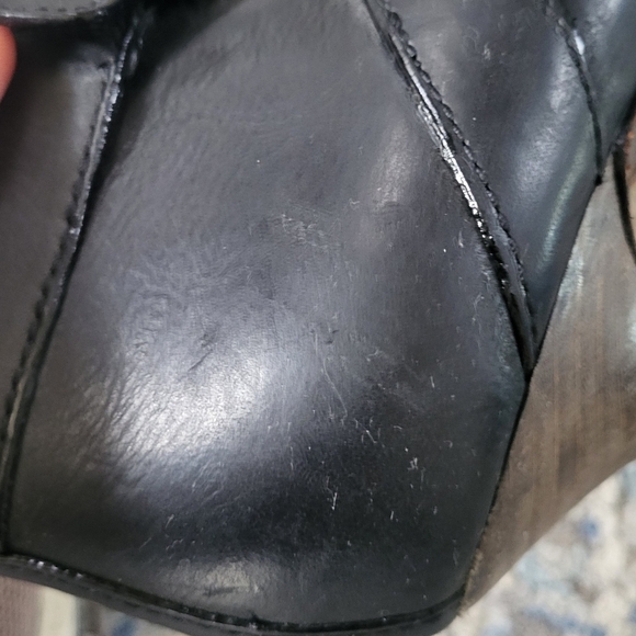 Coach Tessie Black Leather Ankle Moto High Heel Buckle Boots Booties Siz… - Picture 9 of 16